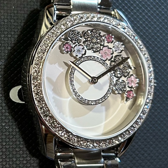 Coach Preston Silver Bracelet Watch With 36mm White Face With Moving Flowers - Picture 5 of 11